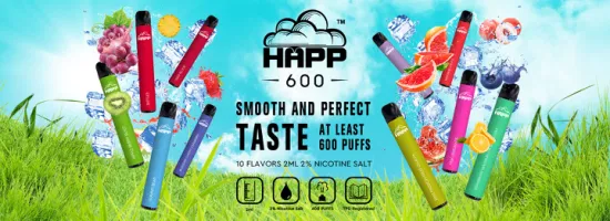 Las compras en línea de Vapride Happ 600 soplos venden al por mayor la pluma disponible de Vape del cigarrillo electrónico de Polonia